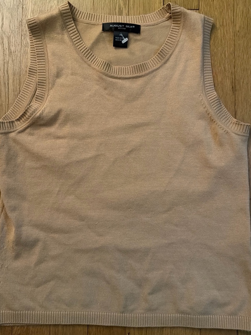 august silk Beige Sleeveless Knit top